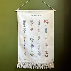 Póster floral / Tapiz botánico / Arte floral de pared / Decoración de guardería con flores / Arte floral vintage