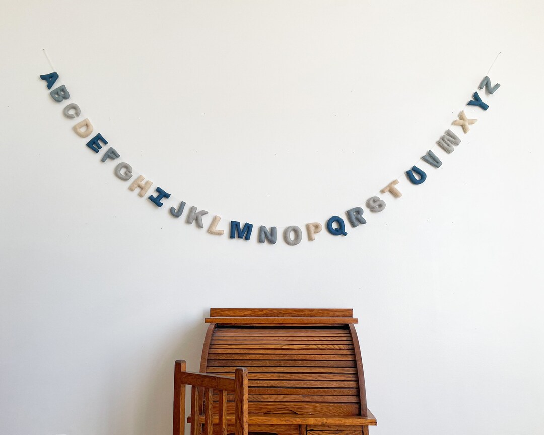 Alphabet Garland Felt ABC Garland Wall Hanging Blue & Gray Etsy