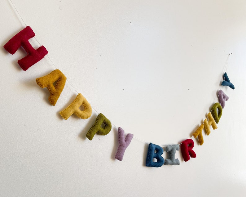 HAPPY BIRTHDAY Banner Felt Garland Rainbow Colors Kids Etsy