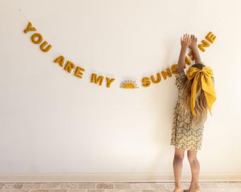 You Are My Sunshine Felt Garland - Boho Nursery Sunshine Banner