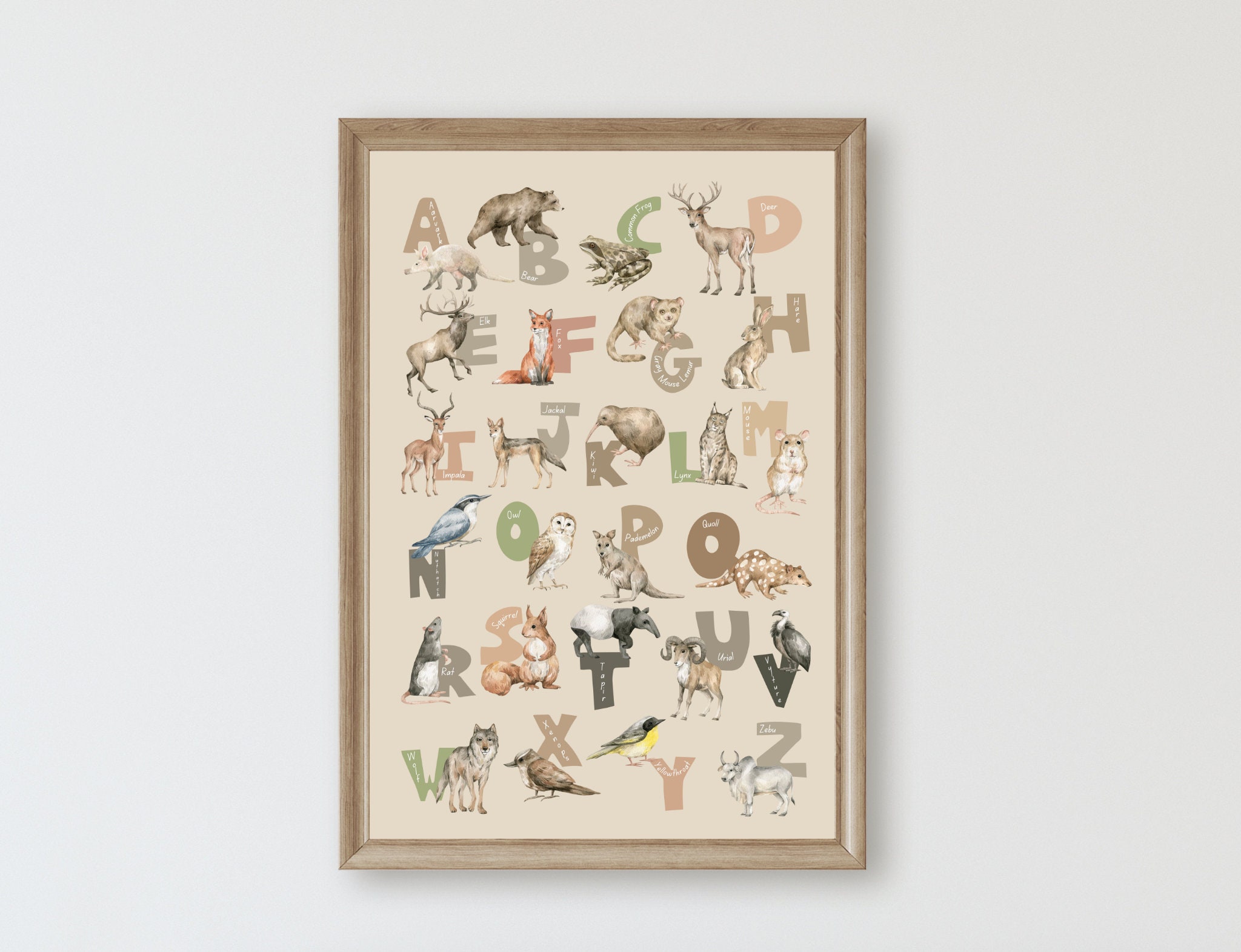 Watercolor Woodland Alphabet Poster: Nursery ABC Print (digital ...