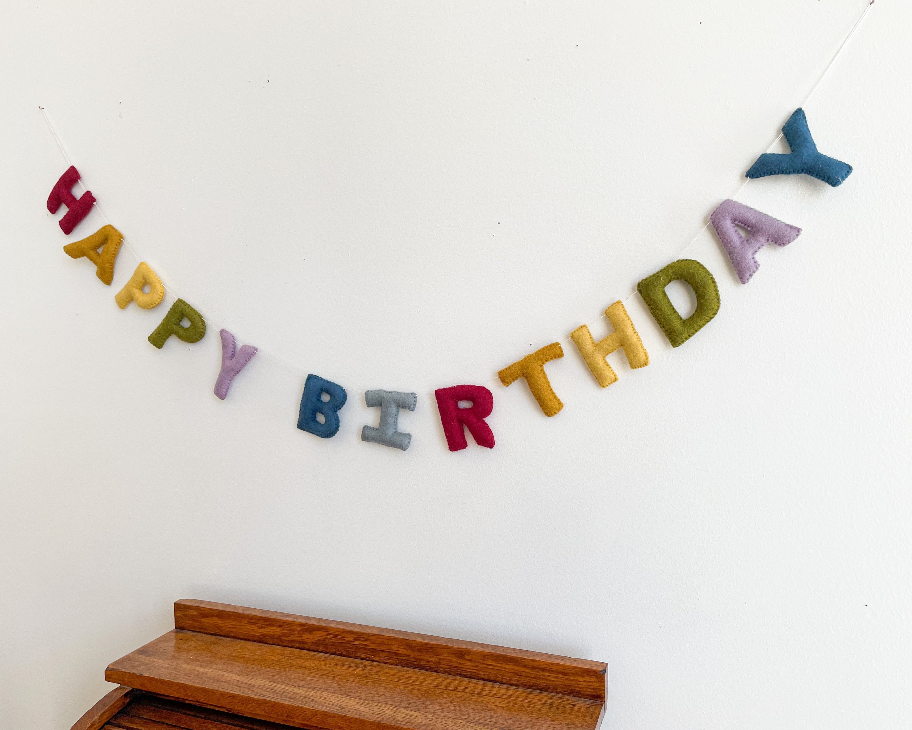 HAPPY BIRTHDAY Banner Felt Garland Rainbow Colors Kids Etsy