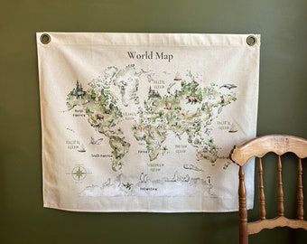 Animals World Map Woodland Tapestry | Kids Christmas Present