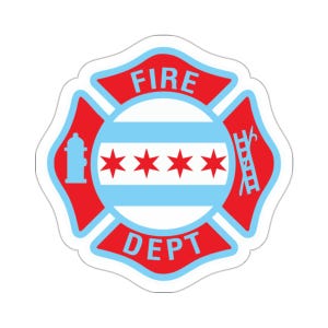 Adesivi Kiss-Cut del Dipartimento dei Vigili del Fuoco di Chicago - Adesivo con bandiera di Chicago, Vigile del Fuoco