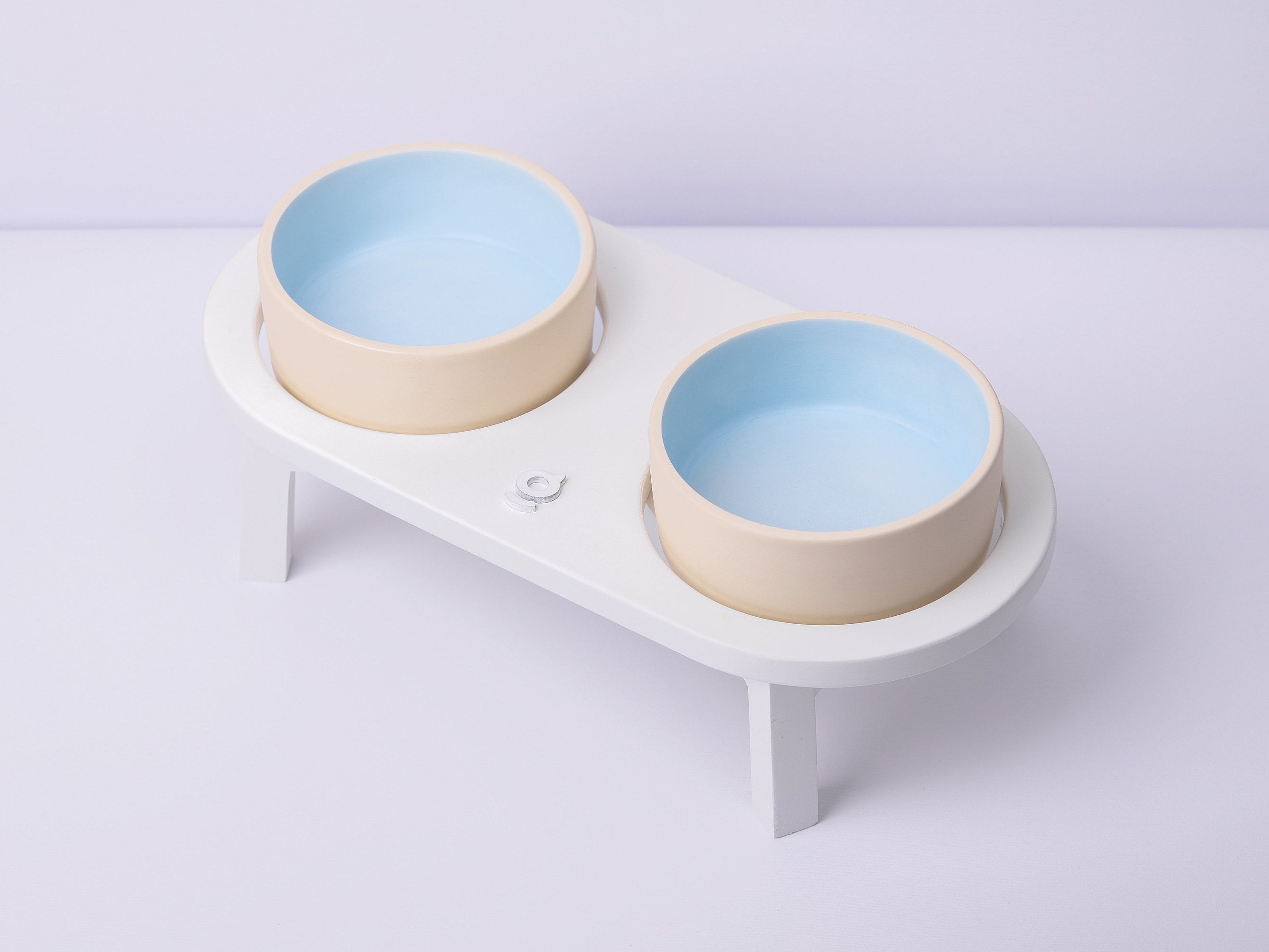 Pet Bowl Stand Size S/M Bright Blue/Beige Two Ceramic Bowl Etsy