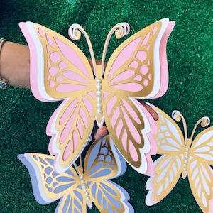 Set of 6 Pcs 3D butterfly for birthday decorations, wall art table, nursery decor, butterfly backdrop for baby shower and wedding decoration