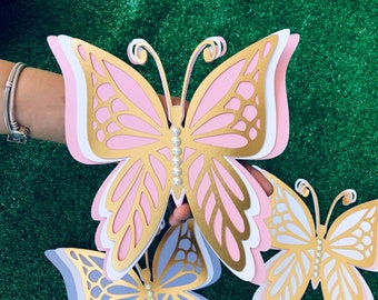 Set of 6 Pcs 3D butterfly for birthday decorations, wall art table, nursery decor, butterfly backdrop for baby shower and wedding decoration