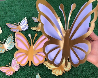 Set of 8 3D butterflies for birthday decoration, wall art table , nursery decor, baby shower, butterfly for backdrop event decoration