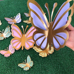 Set of 8 3D butterflies for birthday decoration, wall art table , nursery decor, baby shower, butterfly for backdrop event decoration