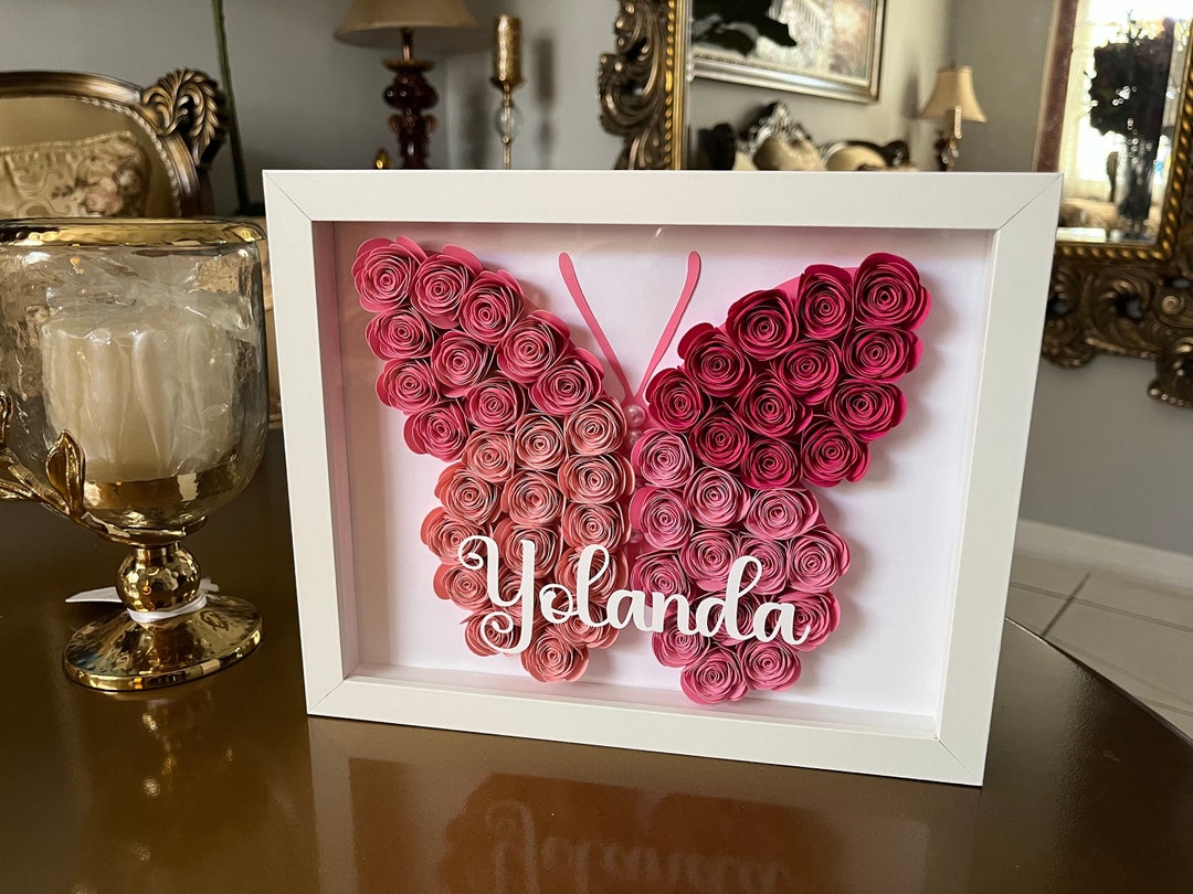 Custom Shadowbox of Flowers and Butterflies Gift for Sister Etsy