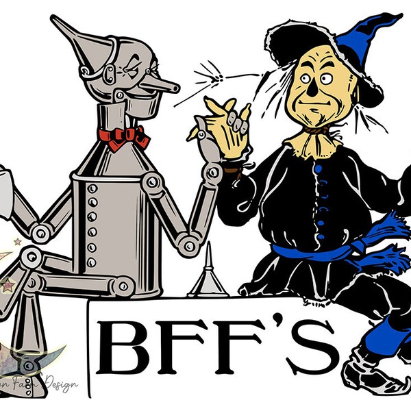 Tinman and Scarecrow BFFs, Wizard of Oz PNG file for sublimation