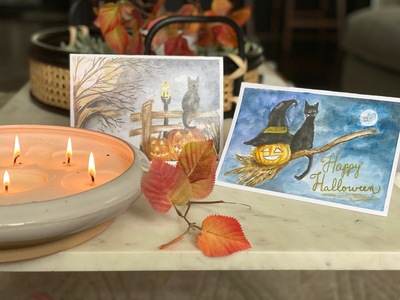 2 of each 4 cards Happy Halloween cards packet