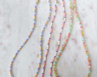 Summery Necklaces - Beaded Necklaces - Seed Bead Choker - Y2K Inspired Necklaces - Beaded Chokers - Boho Jewellery - Multi Colour Necklaces