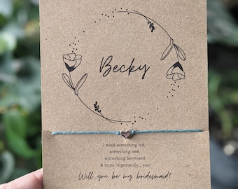 Personalized Bridesmaid Proposal Wish Bracelet: Bridal Party Gift