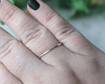 Skinny Silver Ring - Hammered Sterling Silver Ring - Stacking Rings - Thin Silver Ring - Stacking Ring Set - Gift for Her