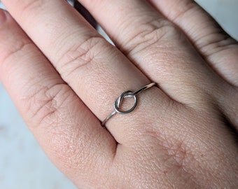 Love Knot Ring - Skinny Silver Ring - Sterling Silver Ring - Stacking Rings - Thin Silver Ring - Stacking Ring Set - Gift for Her