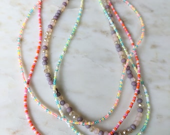 Summer Necklaces - Beaded Necklaces - Seed Bead Choker - Y2K Necklaces - Beaded Chokers - Boho Jewellery - Multi Colour Necklaces - Necklace