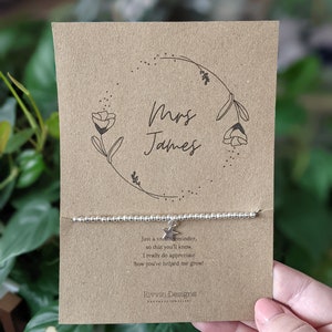 Pulsera personalizada de deseos para profesores: regalo de agradecimiento de fin de curso para Navidad