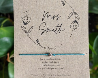 Personalised Teacher Bracelet - End of Term Thank You Gift for Christmas