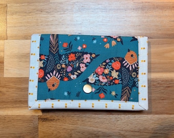 Birds & Flowers trifold travel embroidery, sewing case, needle book