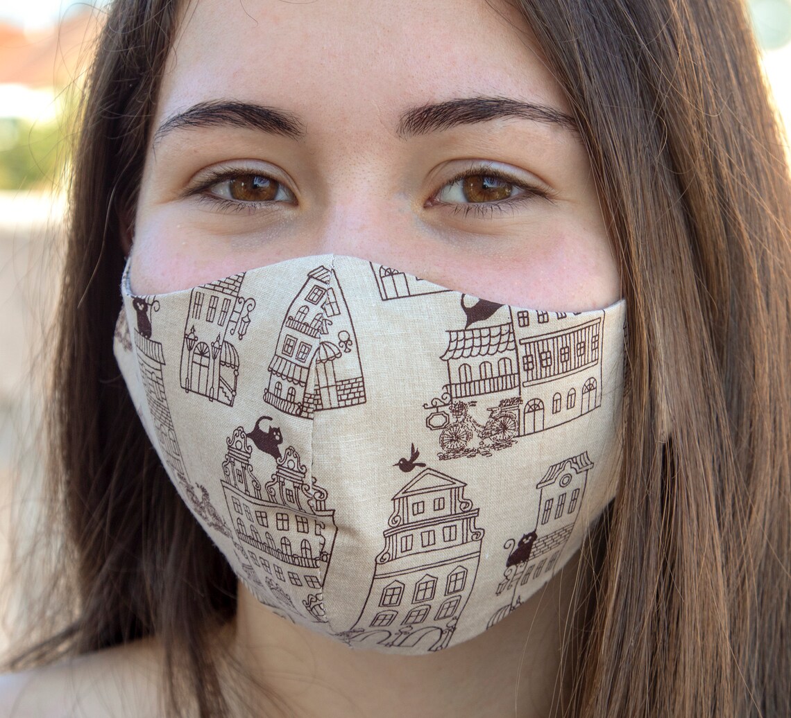 Cute Cat Face Mask 100 Cotton Reversible Fashionable Mask Etsy