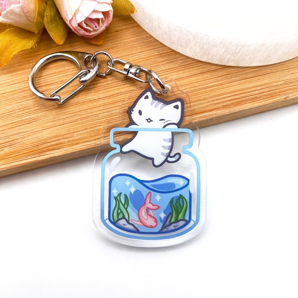Cat Keychain Personalize Etsy