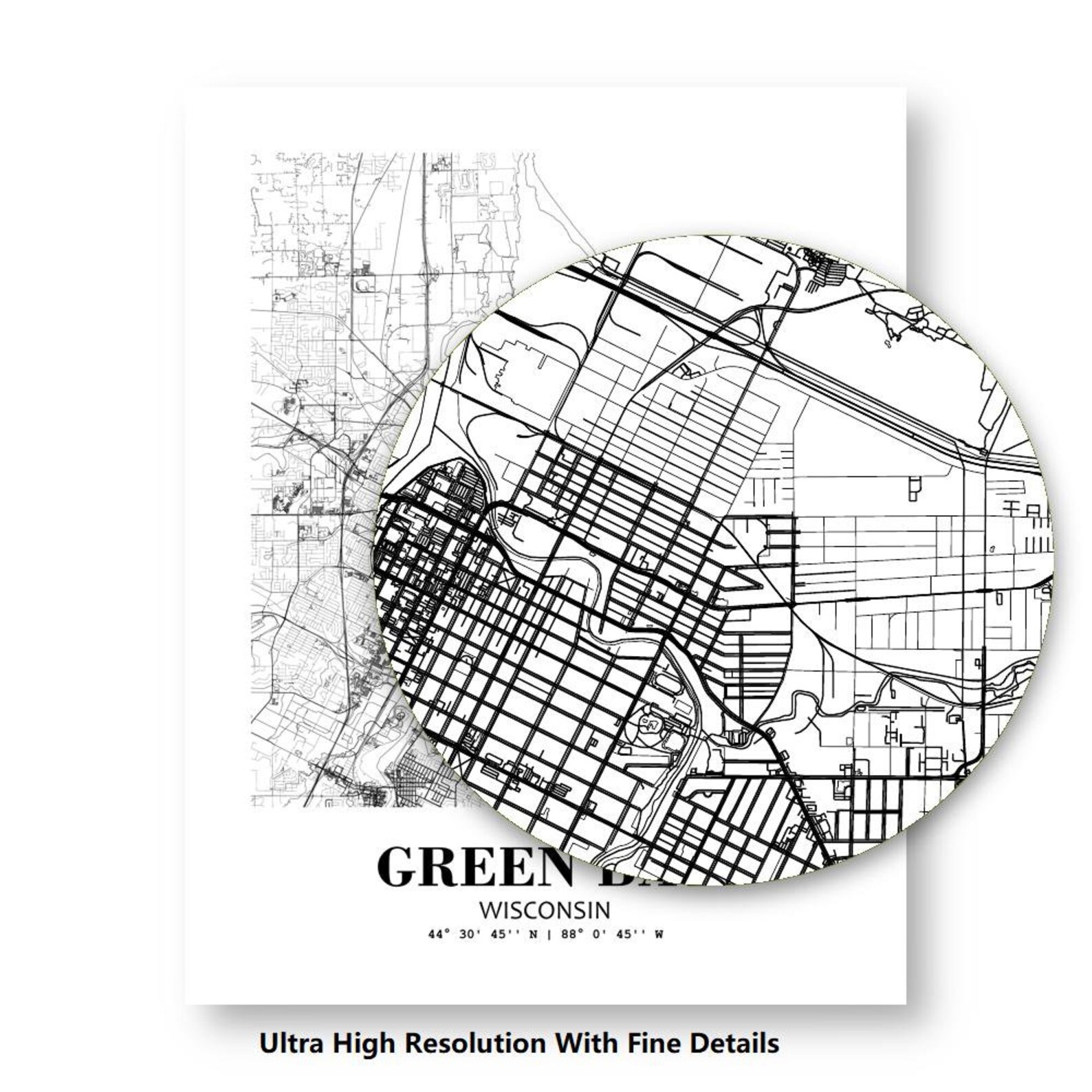 Eleville Ungerahmt Grüne Bucht VonHeimHeimheim Stadtansicht | Etsy