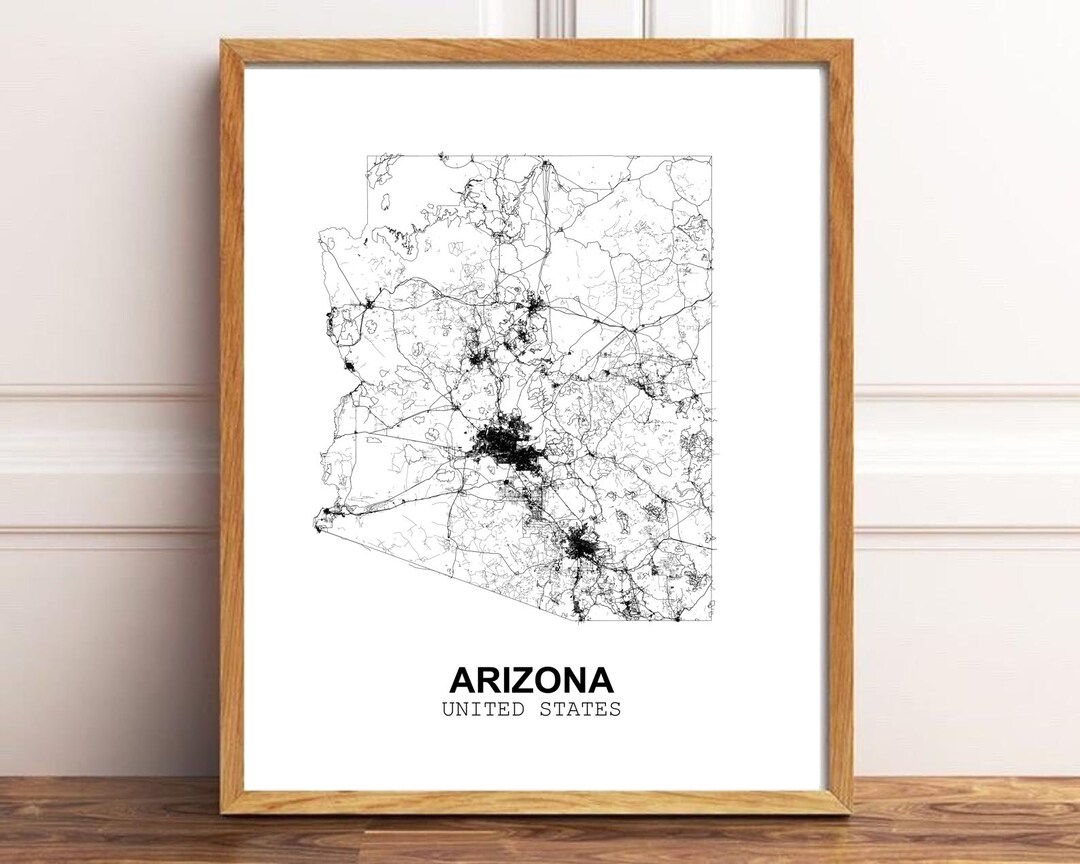 Arizona United States Country View Abstract Modern Map Art Etsy