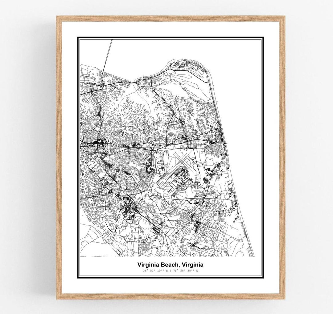 Virginia Beach Virginia City View Abstract Modern Map Art Etsy