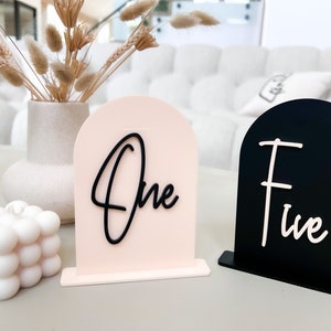 3D Boho Arch Table Numbers | Acrylic Table Numbers | Wedding Table Numbers | Table Numbers w/ stand | Modern/Freestanding Table Numbers