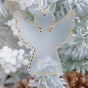 Custom Memorial Ornament, angel christmas decor, personalized holiday ornament, remembrance gift, in memory of ornament