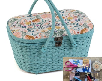 Sewing Hamper  Basket  Fabulous  FLUTTERBY Design  Large Size Wicker Sides HGLHB/609