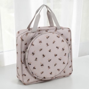 Bee Craft Storage Bag with Hoop Pocket, Embroidery Project Bag, Cross Stitch Organizer image 2