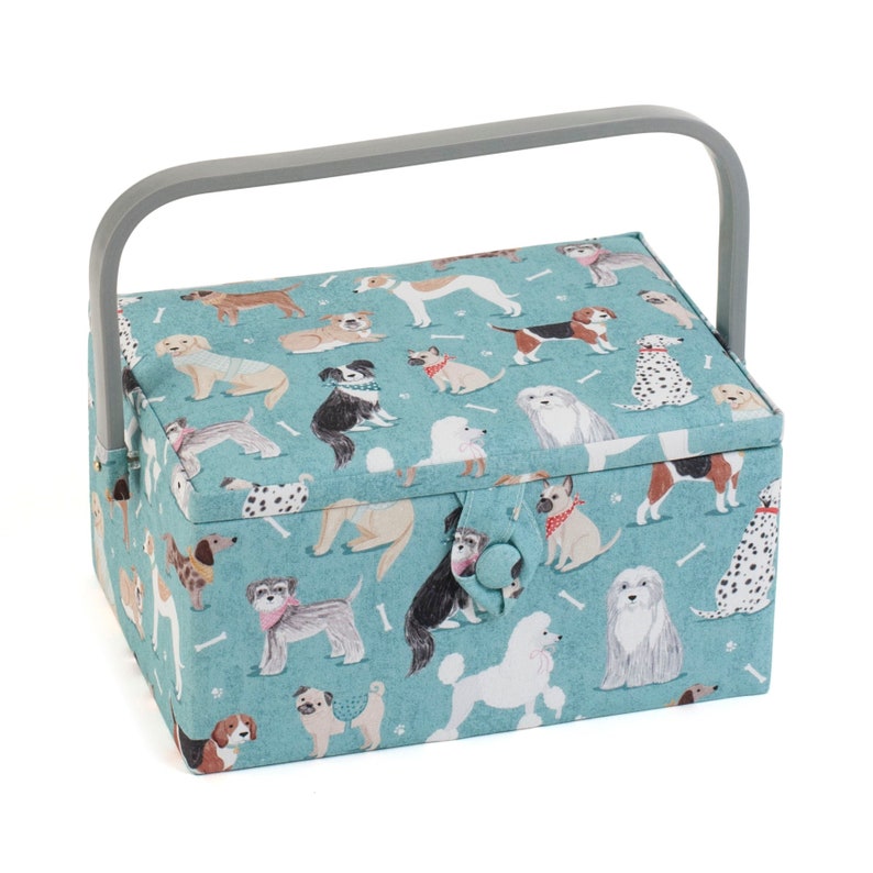 SEWING BASKET Dogs Design Medium Size Available with or without Quality Sewing Kit image 2