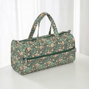 Morris Green Knitting Bag – Cotton Yarn Storage with Zip Pocket & Handles
