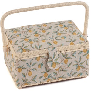 SEWING BASKET 'Morris Lemons' Design Medium Size with Optional Sewing Kit Available Basket Only