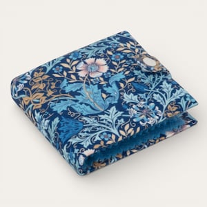 WOODBLOCK FLORAL Needle Case with Scissors, Pins & Needles. Navy Floral Fabric image 2