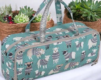 Long Knitting Bag: Woolly Sheep Design, Pin Storage