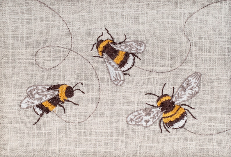 NÄHKORB, besticktes 3-Bienen-Design, mittlere Größe, erhältlich mit oder ohne Nähzubehörset Bild 5