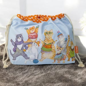 KITTENS IN MITTENS Knitting & Crochet Drawstring Bag by Emma Ball. Fantastic Fun Cats Design