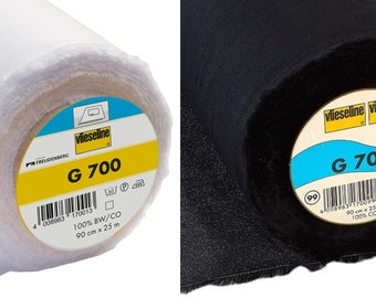 VLIESELINE G700 Medium Woven Fusible Cotton Einlage Meterware oder halber Meter Weiß oder Schwarz