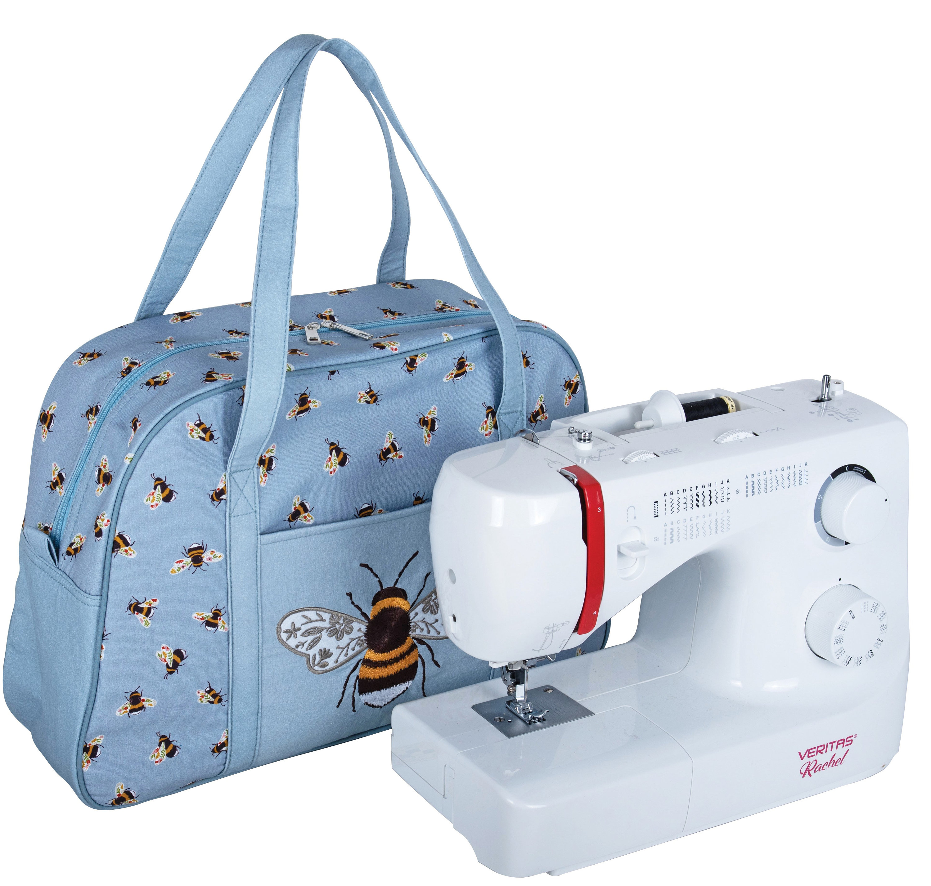 HobbyGift Sewing Machine Bag - PVC - Blue Bee - Zippered - Storage - Carry  - Handles - HG4660\605