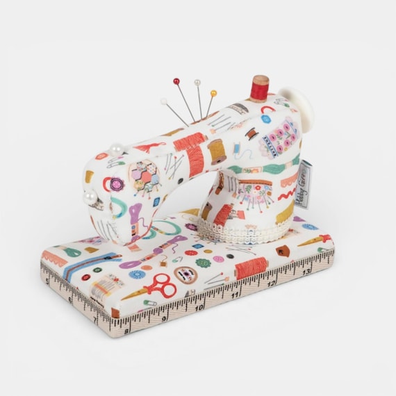 Sewing Machine Shaped Pin Cushion in Haby Notions Fabric Design