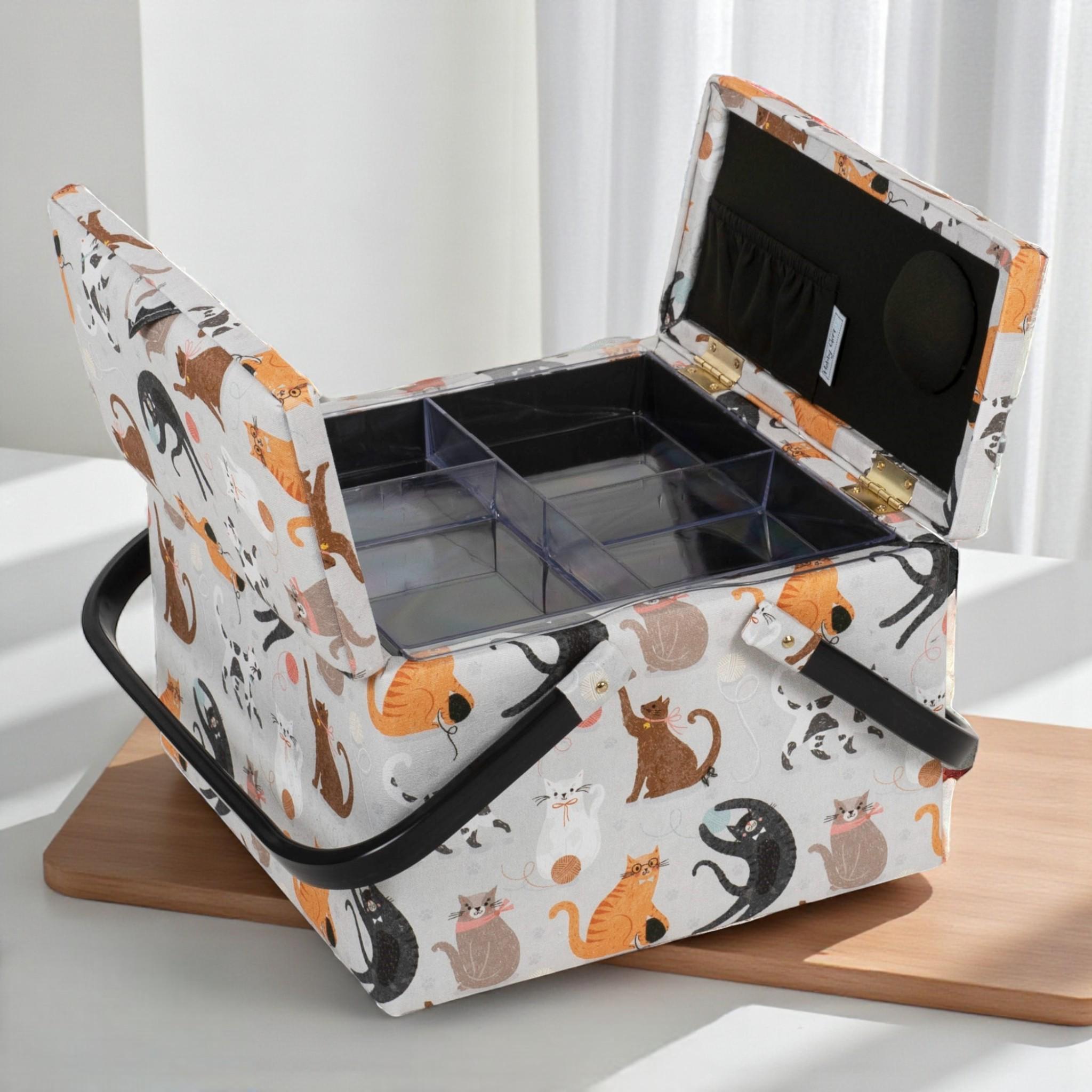 SEWING BASKET Cats Design Large Square Twin Lid Box - Etsy