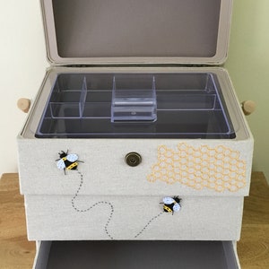 GROßER BIENENSTOCK Nähkorb & passendes Nadelkissen Fabelhaftes Design Bild 4