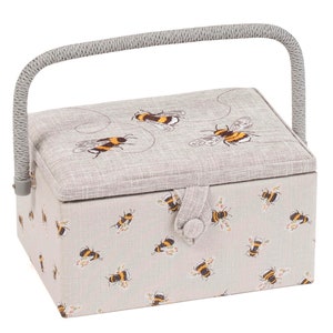 NÄHKORB, besticktes 3-Bienen-Design, mittlere Größe, erhältlich mit oder ohne Nähzubehörset Sewing Box Only
