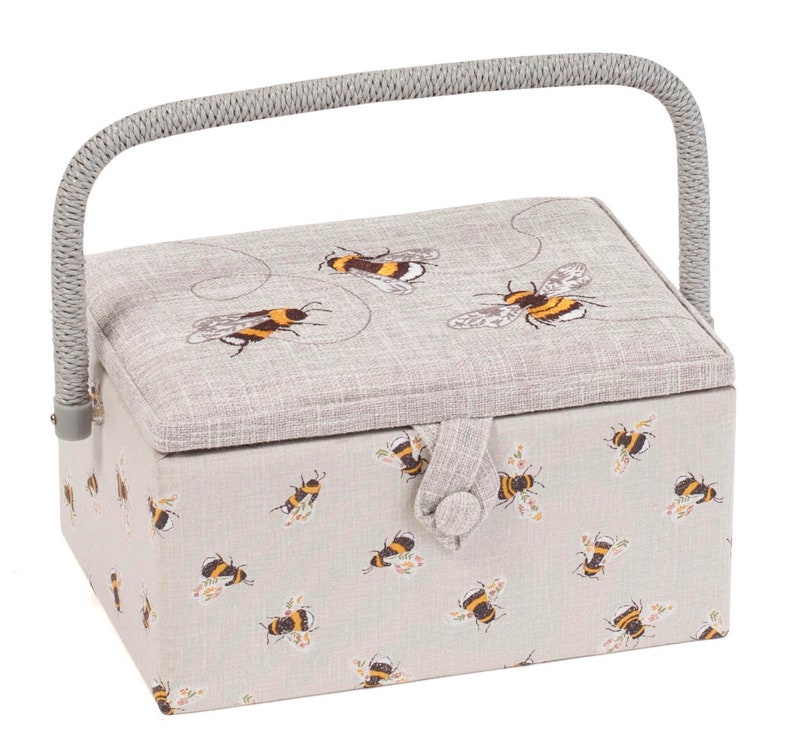 NÄHKORB, besticktes 3-Bienen-Design, mittlere Größe, erhältlich mit oder ohne Nähzubehörset Sewing Box Only