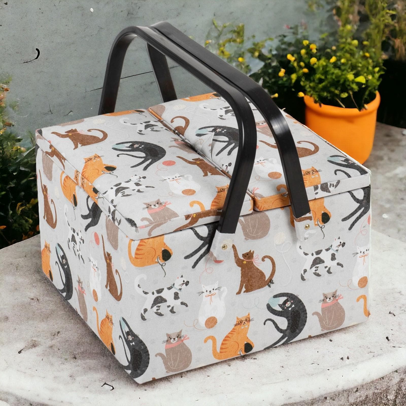 SEWING BASKET Cats Design Large Square Twin Lid Box - Etsy