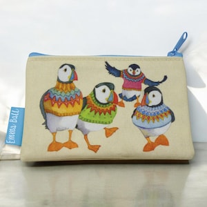 ZIPPED PURSE Woolly Puffins Design by Emma Ball