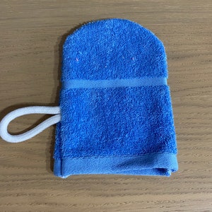 WASH MITTS Pack of 2 Luxury 100% Cotton Towelling NOT Microfibre Blue